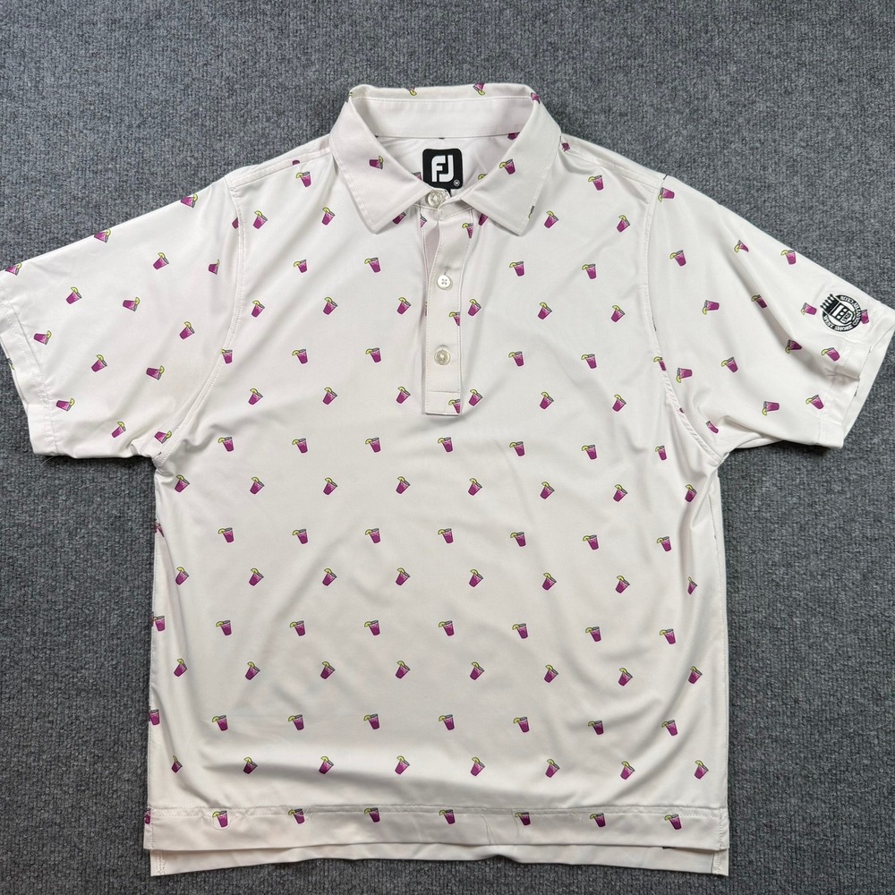 FootJoy Golf Polo Mens Medium Transfusion Cocktail Print West Shore Country Club